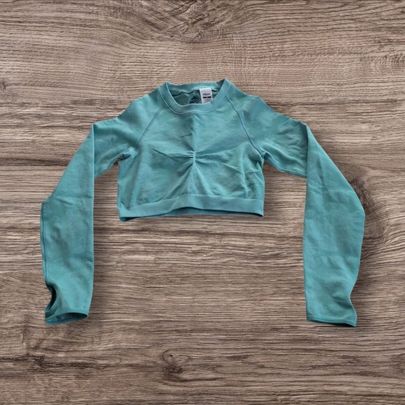 Gymshark Teal Long Sleeve Crop Top - Picture 3 of 4